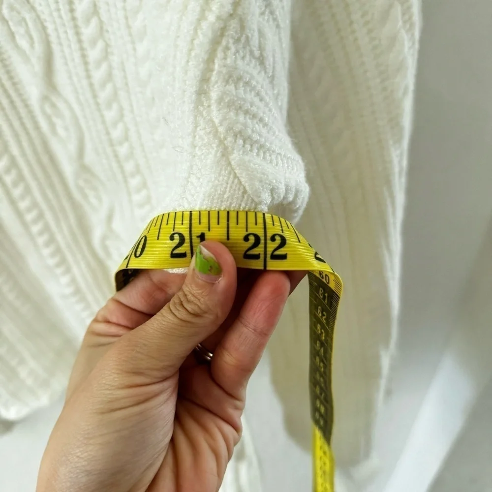 Lovers + Friends Cable Knit Fisherman White Pullover Preppy Sweater Size Small